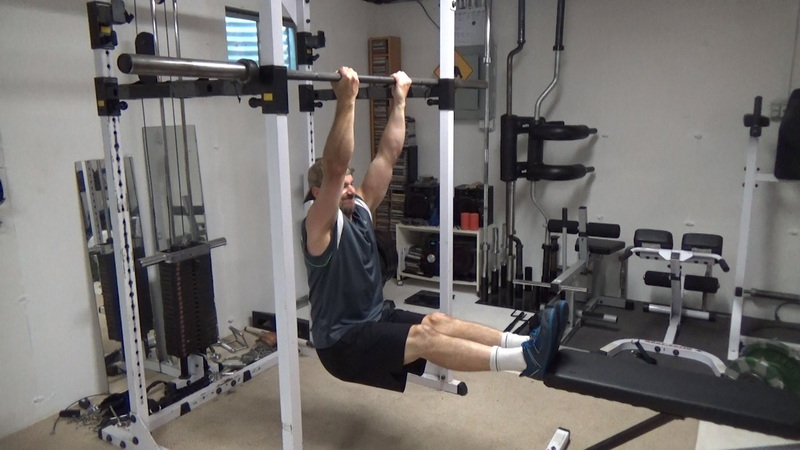 Feet-On-Bench Chin-Ups for Greater Lat Stretch Feet End