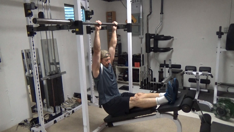Feet-On-Bench Chin-Ups for Greater Lat Stretch Decline