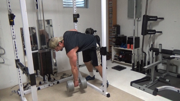 Hip-Braced One-Arm Dumbbell Rows For Building The Back Start