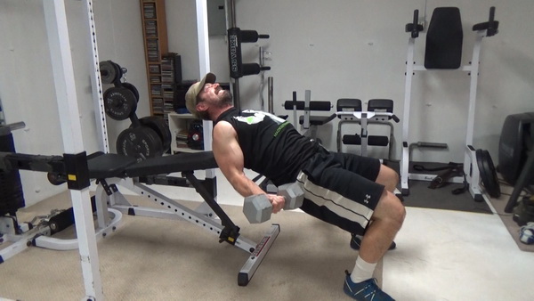 Bench-End Dynamic Incline Dumbbell Curls - Curl Up