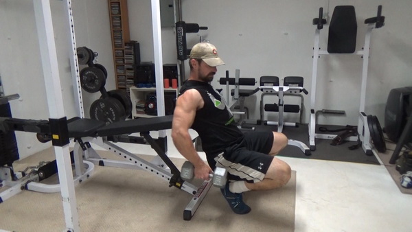 Bench-End Dynamic Incline Dumbbell Curls - Getting Into Position