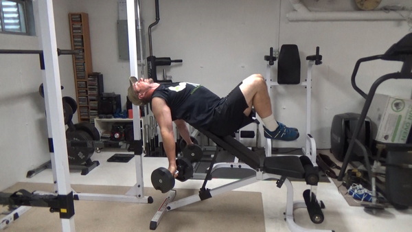 Get a Monster Bicep Stretch With Feet Off Incline Curls - Start