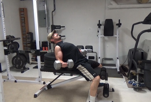 Stacked Plate Incline Curls for Bicep Stretch Tension middle