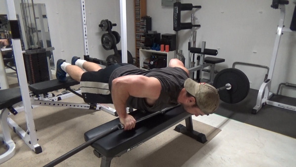Constant Tension Bodyweight Chest Training...Two Barbell Bench Leverage Push-Ups bottom2