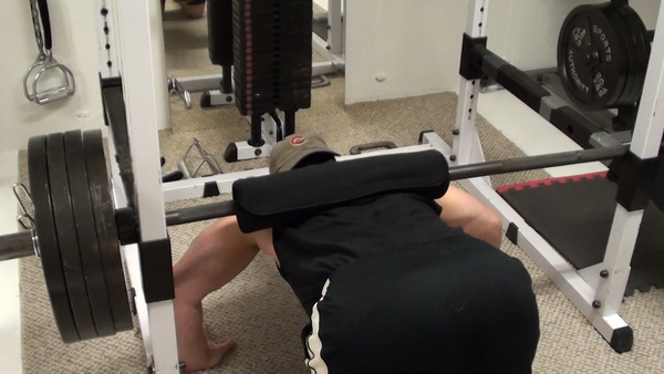 Barbell-Weighted Push-Up Lockouts Closeup