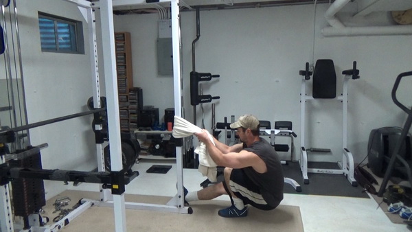 Pistol Squats With a Towel for Glutes and Legs Bottom