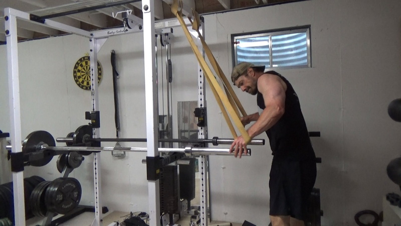 Band-on-Bar Dips for Dual-Resistance Continuous Tension Tricep Training