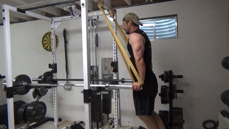 Band-on-Bar Dips for Dual-Resistance Continuous Tension Tricep Training Top