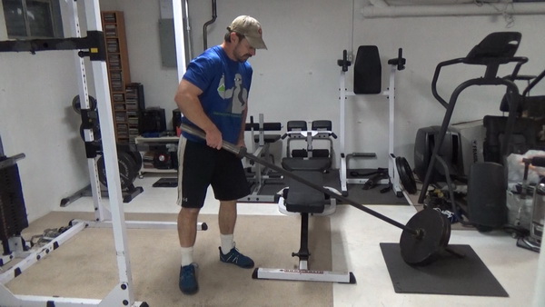 Barbell Lever Pushdowns Set on Bench