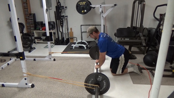 Barbell Tricep Rollouts With Bands