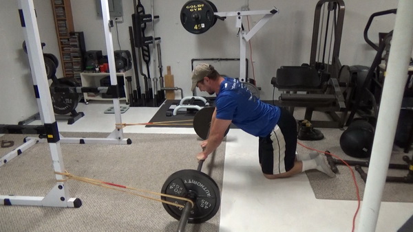 Barbell Tricep Rollouts With Bands Top