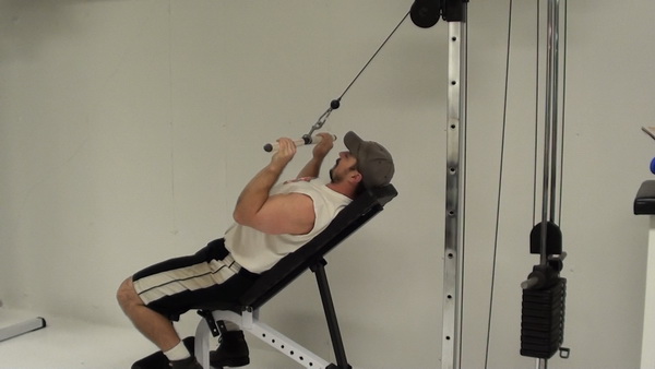 Get a Monster Tricep Contraction With Facing Away Incline Bench Pushdowns Top