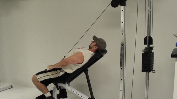 Get a Monster Tricep Contraction With Facing Away Incline Bench Pushdowns Bottom
