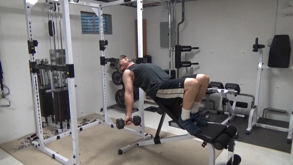Positions of Flexion Incline Dumbell Curls stretch