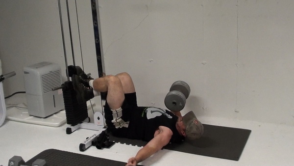 Feet Anchored One-Arm Dumbbell Bench Press - Anti-Rotational Core Strength