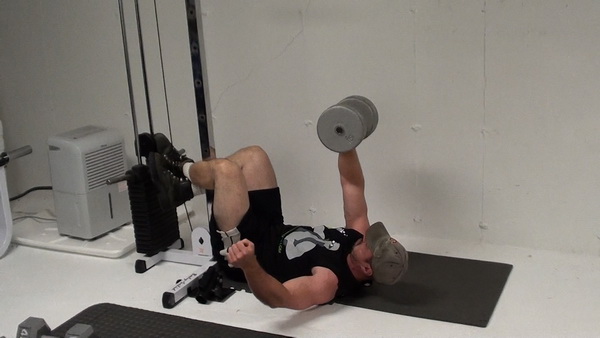 Feet Anchored One-Arm Dumbbell Bench Press - Anti-Rotational Core Strength