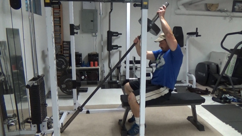 Barbell Landmine fingal Finger Sit-Ups on a Bench Setup3