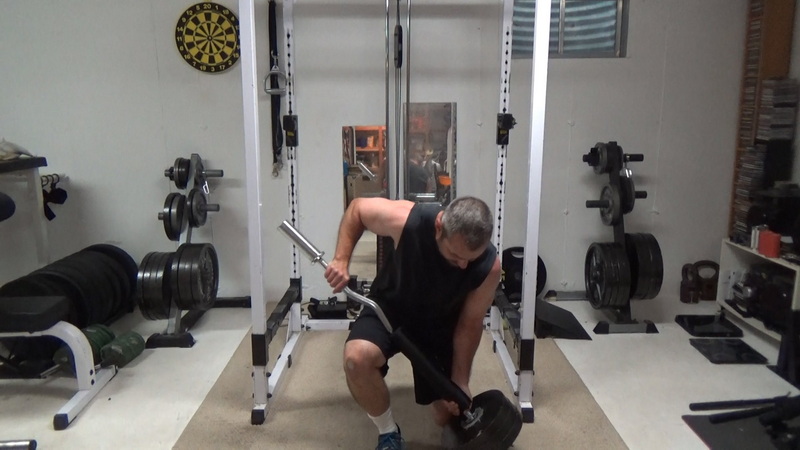 Offset Loaded EZ Bar One-Arm Zercher Reverse Lunges For Deep Core Strength