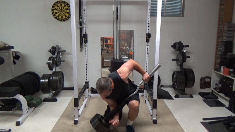 Offset Loaded EZ Bar One-Arm Zercher Reverse Lunges For Deep Core Strength