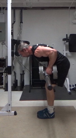 Build bigger forearms with Barbell on Dumbbell Rows